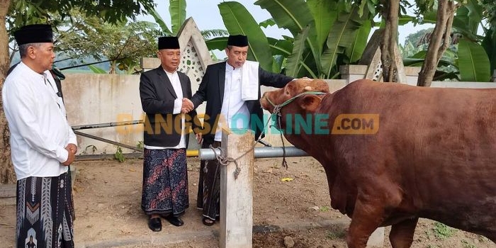 Penyerahan kurban dari Pemkab Madiun. Foto: HENDRO SUHARTONO/BANGSAONLINE