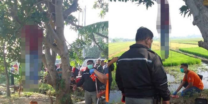 Korban bunuh diri saat dievakuasi oleh anggota Polresta Sidoarjo.