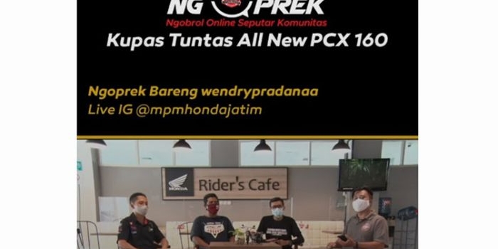 Ngobrol online yang dilakukan HPCI Capter Malang tentang Honda PCX160. (foto: ist)