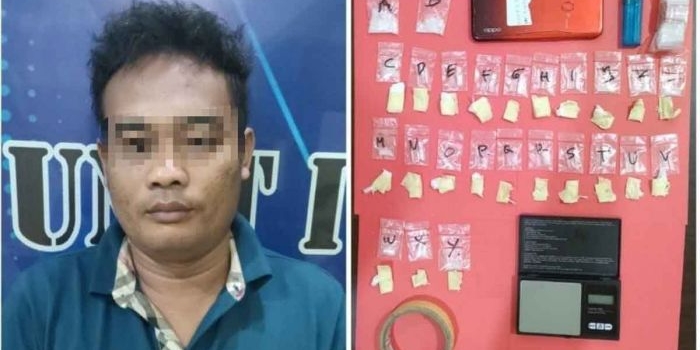 Tersangka dan barang bukti yang diamankan polisi.