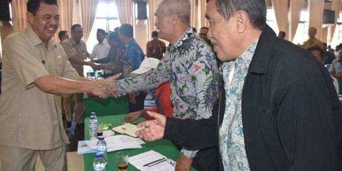 Wabup Pungkasiadi ketika hadir dalam pembukaan pelatihan peningkatan kapasitas BPD tahun 2019 di Hotel Padepokan Cahaya Putra Kecamatan Trawas.