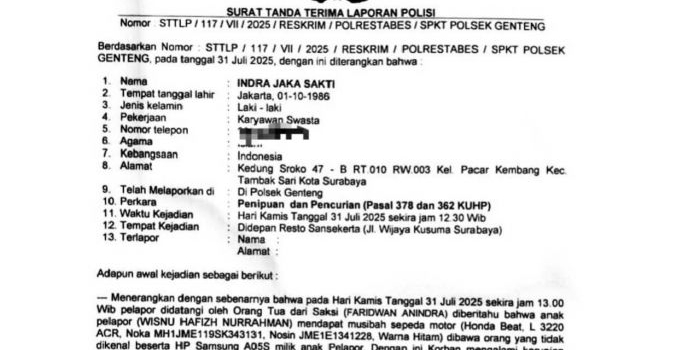 polsek-genteng-kantongi-ciri-pelaku-pembegal-motor-siswa-smk-rajasa-surabaya