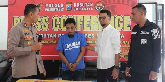 Pelaku pencurian motor di Dupak Masigit 3 saat ditangkap Polsek Bubutan.
