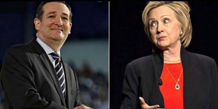 Ted Cruz dan Hillary Clinton. Foto: liputan6.com