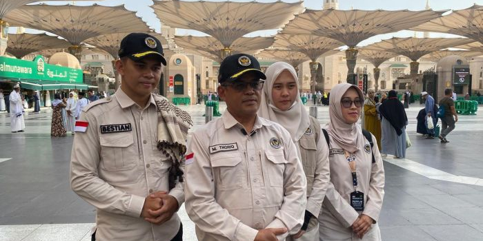Kepala Sektor Khusus Nabawi, Muhammad Thoriq saat memberikan keterangan pers