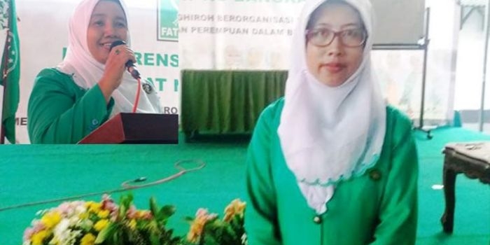Nur Anisyah, Ketua Pimpinan Cabang Fatayat Bangkalan masa khidmat 2019-2024 yang terpilih secara aklamasi di Kofercab XII, Ahad (08/09). Inset: Dewi Winarti Ketua Pimpinan Wilayah Fatayat Jawa Timur masa khidmat 2019-2024, terpilih secara aklamasi di Koferwil XV 2-3 Februari 2019.