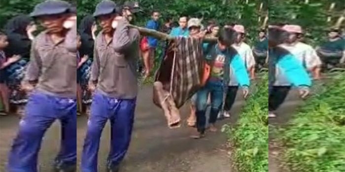 Korban banjir bandang Lereng Argopuro saat dibopong warga.