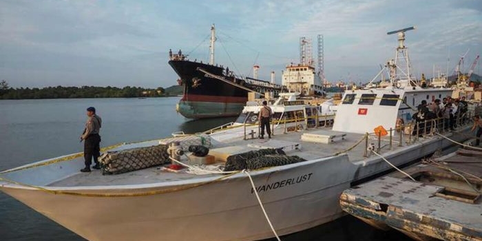 Kapal dengan nama lambung Wanderlust yang ditangkap karena kedapatan mengangkut sabu seberat 1 ton. foto: Kompas.com