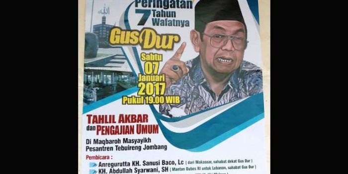 Haul Gus Dur besok malam (Sabtu, 7 Januari 2017)