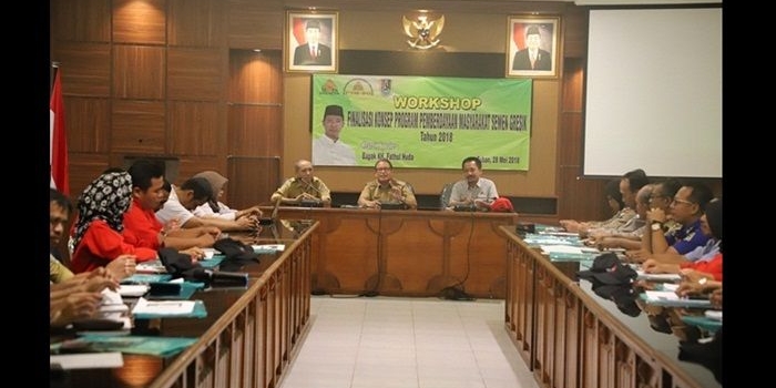 Workshop pendampingan Program Pemberdayaan Masyarakat Semen Gresik (P2M-SG) di ruang rapat Setda Kabupaten Tuban.