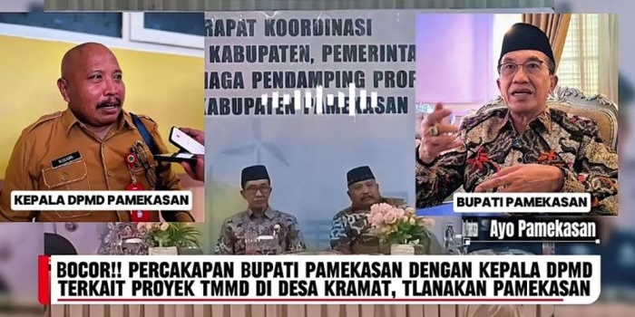Tangkapan layar konten berisi rekaman percakapan yang diduga antara Bupati Pamekasan dengan Kepala DPMD.