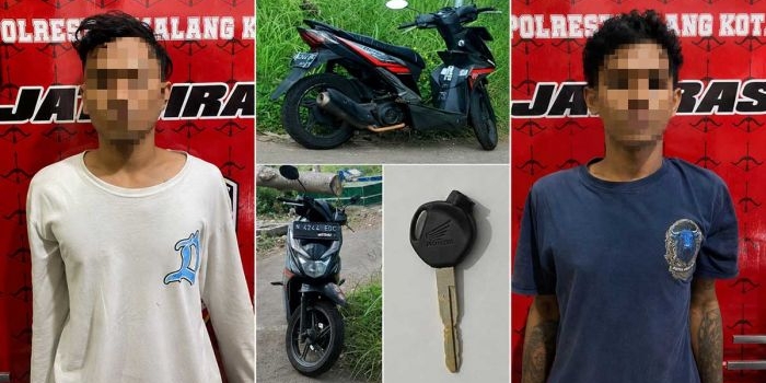 Pelaku curas atau pencurian dengan kekerasan yang diamankan petugas dari Satreskrim Polresta Malang Kota.