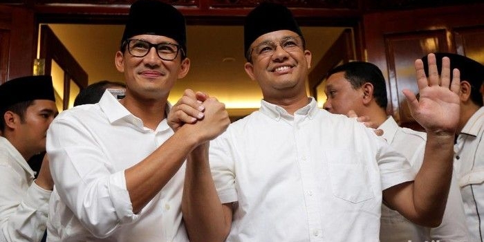 Anies Baswedan (kanan) dan Saindiaga Uno (kirin). Foto: detik.com