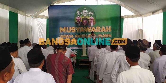 Suasana musyawarah warga Nahdlatul Ulama di Desa Rejoagung, Kecamatan Ngoro, Jombang. Foto: AAN AMRULLOH/BANGSAONLINE