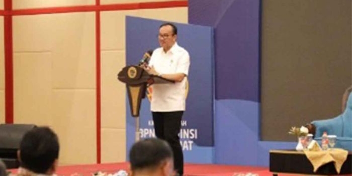 Irjen Kementerian ATR/BPN, R.B. Agus Widjayanto, saat memberi sambutan.
