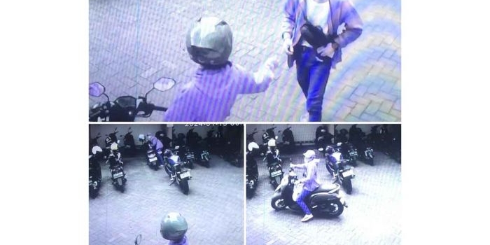 Rekaman CCTV pelaku curanmor di Surabaya.