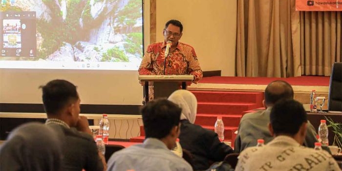 Ketua Bawaslu Kota Kediri, Yudi Agung Nugraha, saat memberi sambutan. Foto: Ist