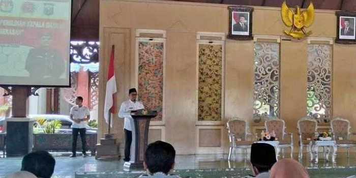 Pj Bupati Pamekasan, Masrukin saat memberikan sambutan  