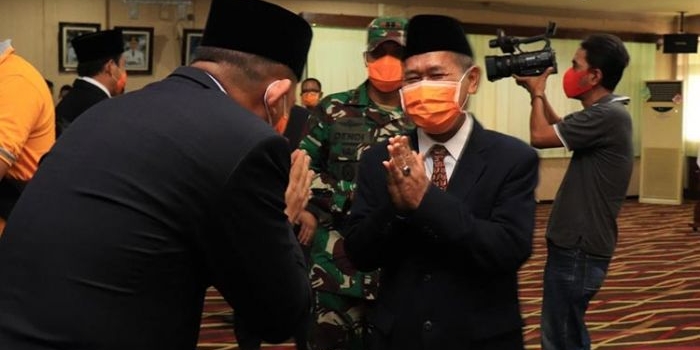 Acara pelantikan Sekda dan 7 Pimpinan Tinggi Pratama Pemkot Pasuruan, beberapa waktu lalu. (foto: SUPARDI/ BANGSAONLINE)