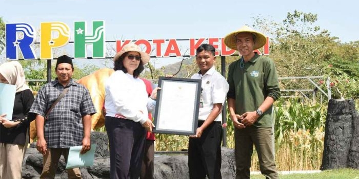 Pj Wali Kota Kediri, Zanariah, saat menyerahkan sertifikat kompetensi BNSP Juleha. Foto: Ist