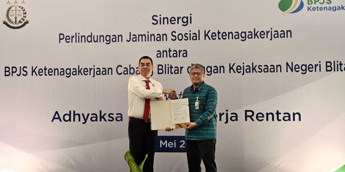 Bukti kolaborasi antara Kejari Blitar bersama BPJS Ketenagakerjaan Cabang Blitar.