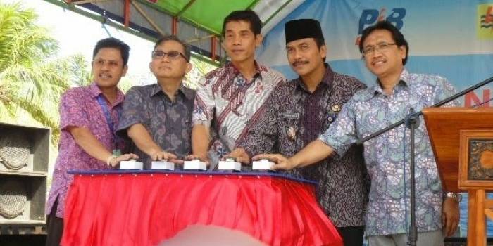 RESMI. Direktur Operasi Jawa-Bali-Sumatera PLN, Ngurah Adnyana (tengah) saat peremian PLTMG - CNG di Bawean.