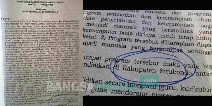 Lembaran Raperda pendidikan yang diduga plagiat.