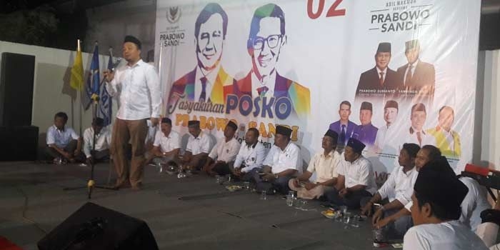 Suasana launching posko Prabowo-Sandi di Gresik. foto: SYUHUD/ BANGSAONLINE