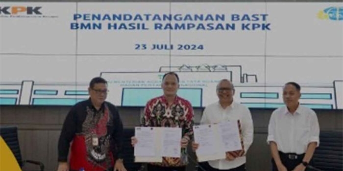 Kementerian ATR/BPN saat menerima aset BMN secara simbolis dari KPK senilai Rp4,78 miliar.