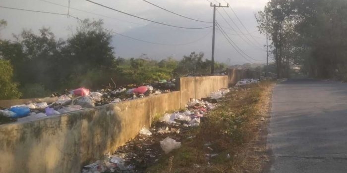 Tempat pembuangan sampah (TPS) yang berlokasi di Desa Dadapan, Kecamatan Kendal, terlihat menumpuk dan terlihat kumuh