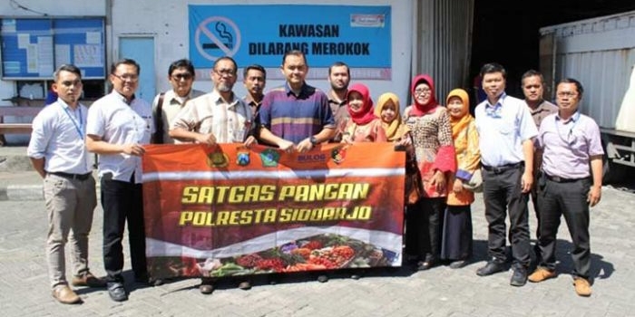 Satgas Pangan Polresta Sidoarjo kembali lakukan sidak di Pasar Gedangan dan gudang sembako milik salah satu distributor perusahaan swasta, Selasa (21/5/2019).