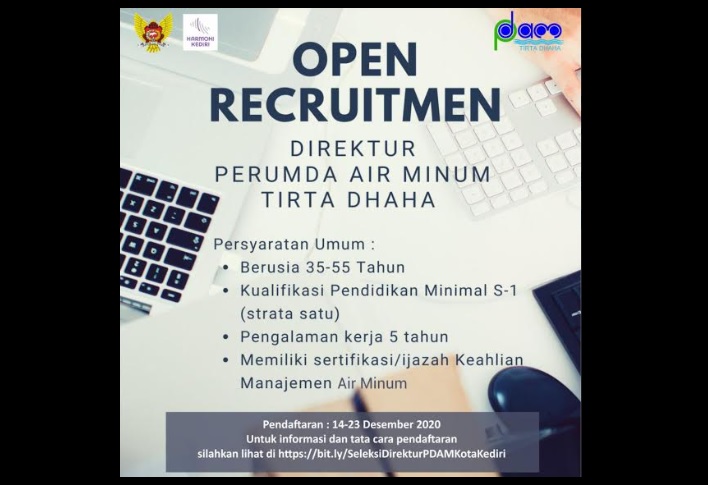 Terbuka untuk Umum, Lowongan Direktur Perumda Tirta Dhaha Kota Kediri