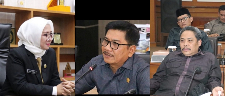 Dari kiri, Wakil Ketua DPRD Gresik, Nur Saidah, Ketua Komisi IV, Mohammad dan anggota, Jumanto (Foto: SYUHUD/BANGSAONLINE)
