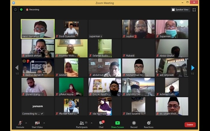 DISKUSI ONLINE: FGD stakeholder pendidikan secara daring yang digelar BrangWetan untuk membangun toleransi melalui seni budaya, Selasa (21/7). foto: ist.