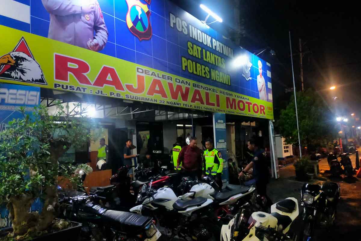 Kendaraan hasil sitaan Satlantas Polres Ngawi yang menggunakan knalpot brong.