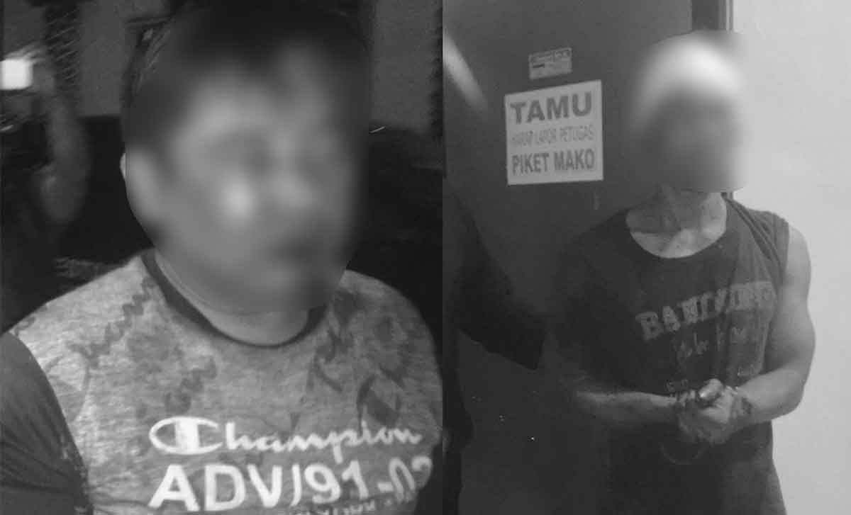Para pelaku pencurian yang merupakan anggota Pemuda Pancasila saat berada di Mapolsek Sukolilo.