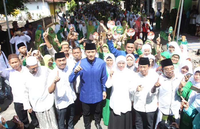 AHY saat berkampanye untuk Khofifah-Emil di Kabupaten Nganjuk. foto: ist