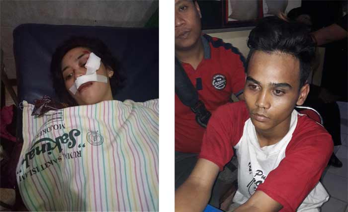 Korban saat dirawat usai kejadian (foto kiri), dan pelaku yang tertangkap. foto: SOFFAN/ BANGSAONLINE