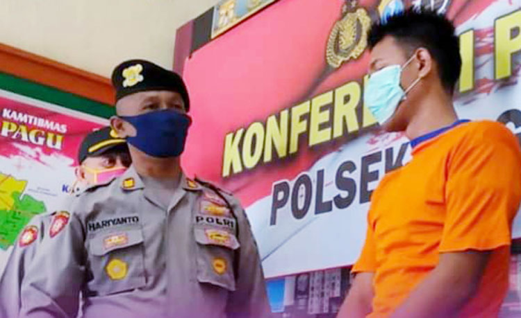 Kapolsek Pagu, AKP Hariyanto dan pelaku, Rino. (foto: ist)