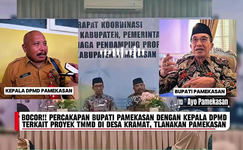 Tangkapan layar konten berisi rekaman percakapan yang diduga antara Bupati Pamekasan dengan Kepala DPMD.