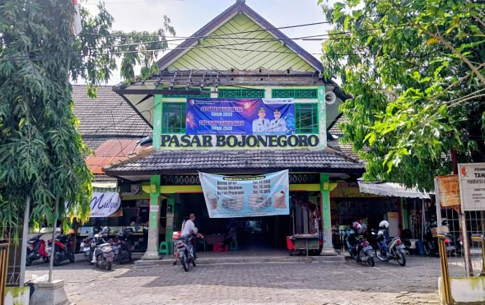 Kondisi Pasar Kota Bojonegoro yang akan dibangun menjadi lebih modern.