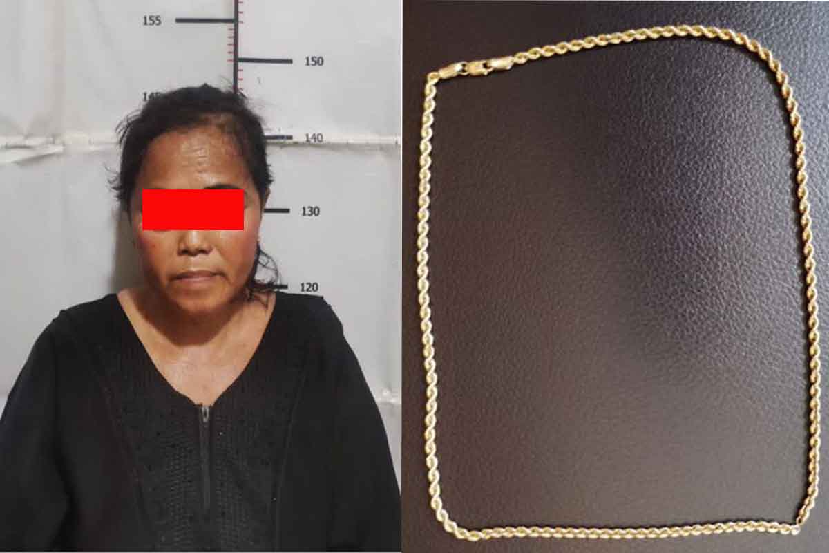 Seorang perempuan berinisial M (46) warga Kapas Baru Tangkis ditangkap polisi beserta barang buktinya.
