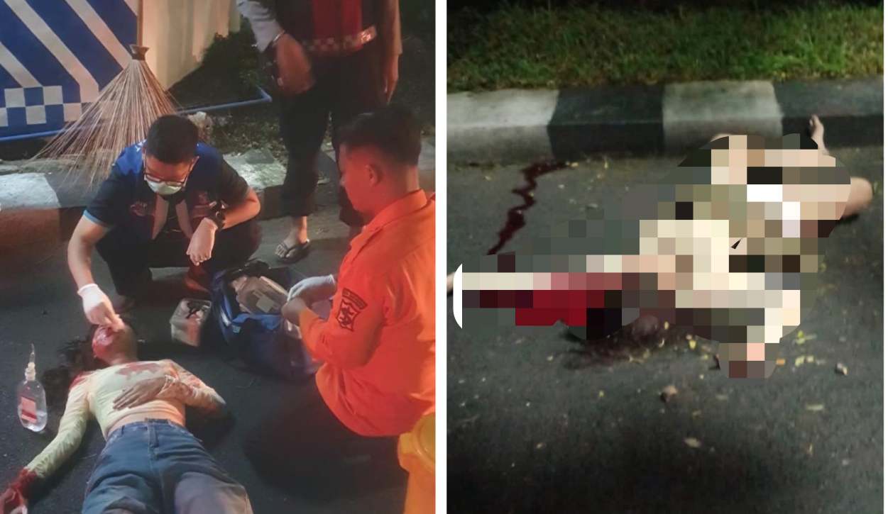 Kondisi korban usai terjatuh saat mengendari sepeda motor dalam kondisi mabuk