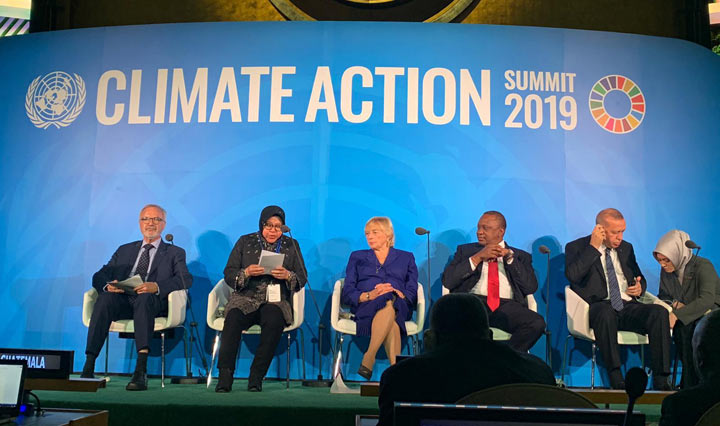 Wali Kota Surabaya Tri Rismaharini saat menjadi pembicara di United Nation (UN) Climate Action Summit yang berlangsung di Markas Besar PBB, UN Headquarter, New York Amerika. 
