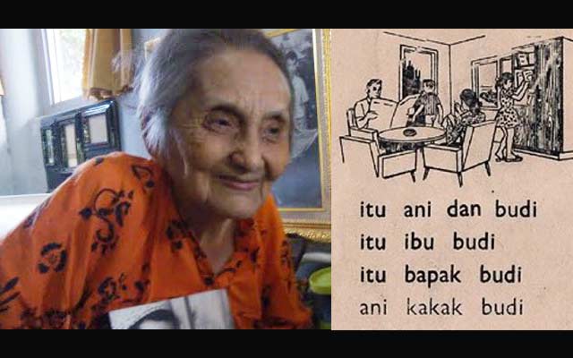 Siti Rahmani Rauf semasa hidup, dan karya fenomenal Siti Rahmani Rauf yang dipakai dalam sistem pendidikan Bahasa Indonesia di era 80-90-an.