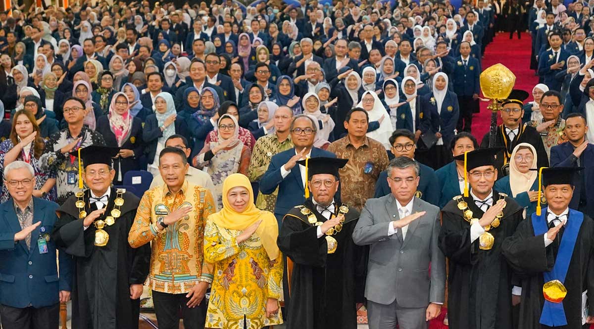 Gubernur Khofifah saat menghadiri Dies Natalis ke-63 Universitas Brawijaya.