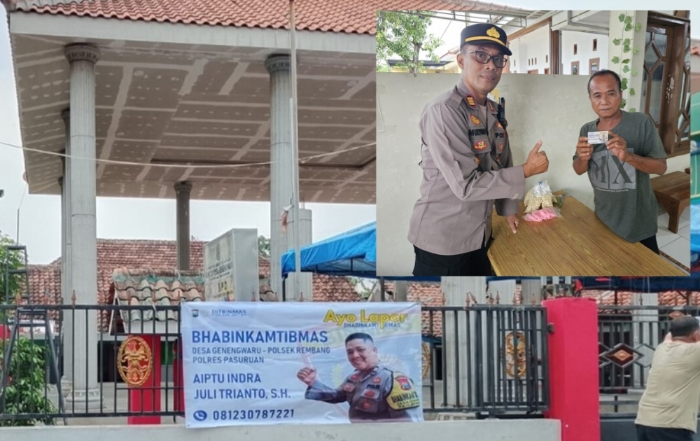 Kapolres Rembang AKP Mulyono terjun langsung mendampingi Aipda Inda Juli saat membagikan kartu nama Lapor Bhabinkamtibmas
