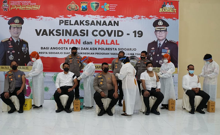 Kapolresta Sidoarjo Cek Pelaksanaan Vaksinasi Covid-19 bagi Anggota Polri dan ASN