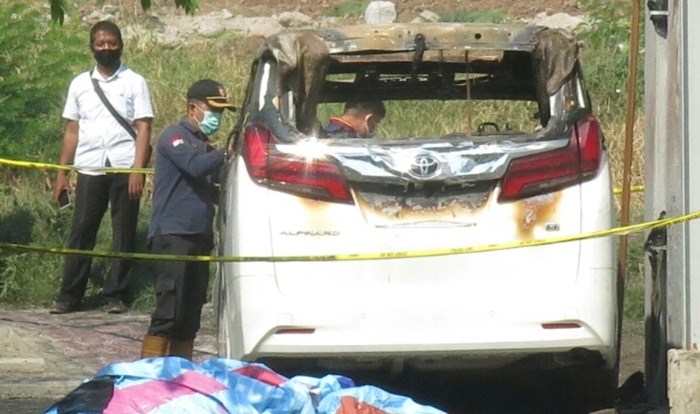Kondisi mobil Via Vallen pasca terbakar.