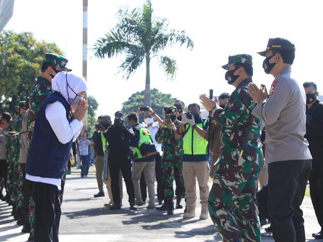 Disambut Gubernur Khofifah, Panglima TNI-Kapolri Kawal Disiplin Protokol Kesehatan New Normal 